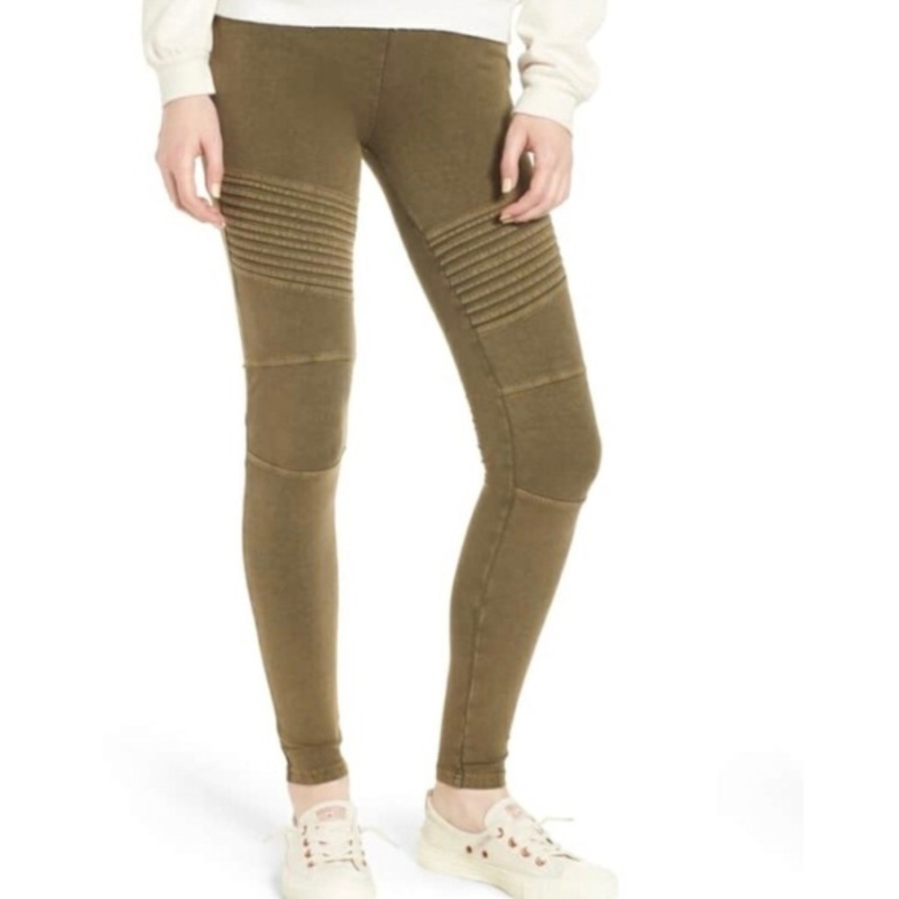 BP Moto Leggings Olive Women's Size 3X Casual Ankle Length Stretch Comfort XXXL